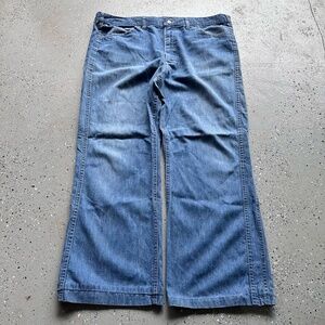 VTG 1970s Lee Light Blue Flared Denim Pants Talon Zipper 40x30 Like New